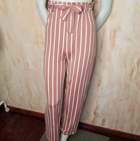 Striped Front Tie Pants Size Large - Picture 2 of 4